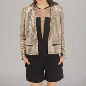 Maje Gold Sequin Blazer